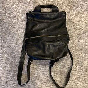 Black leather backpack
